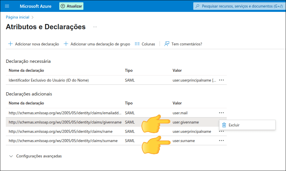 removal of givenname and surname