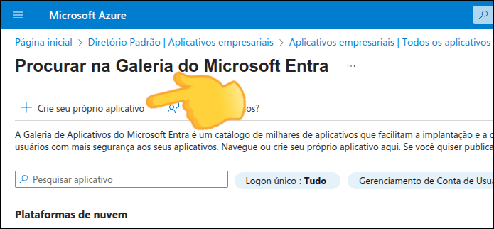location of the Create your own application button