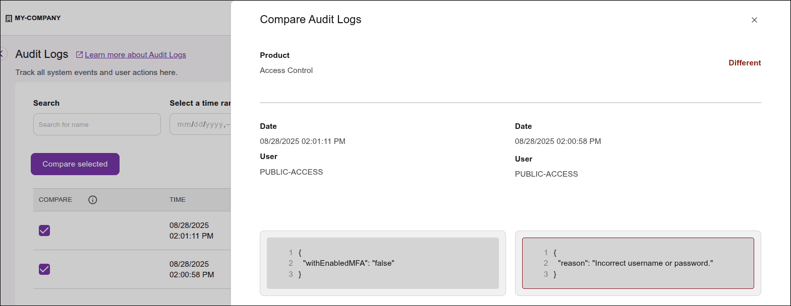 example of record comparison