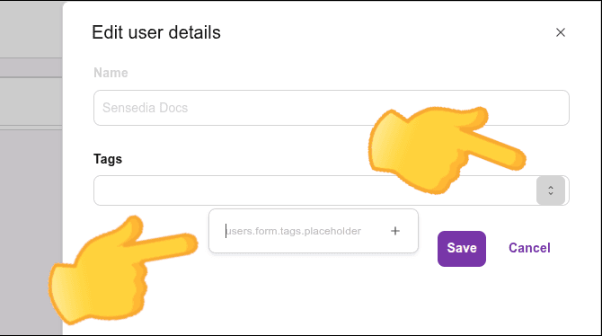 Highlight for the dropdown bar in the tags field