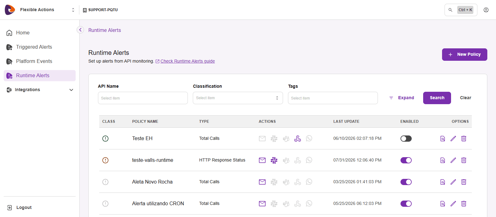 Example policy list