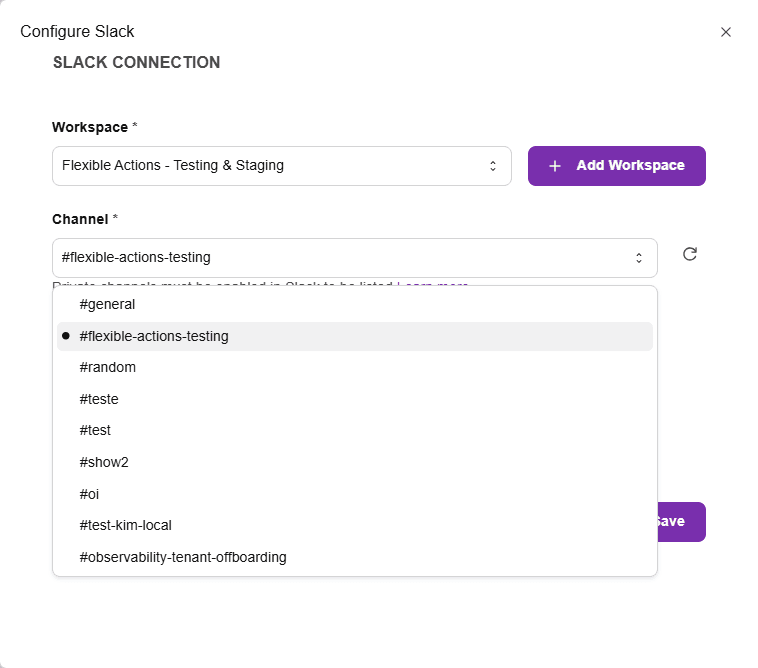 Private Channel Selected