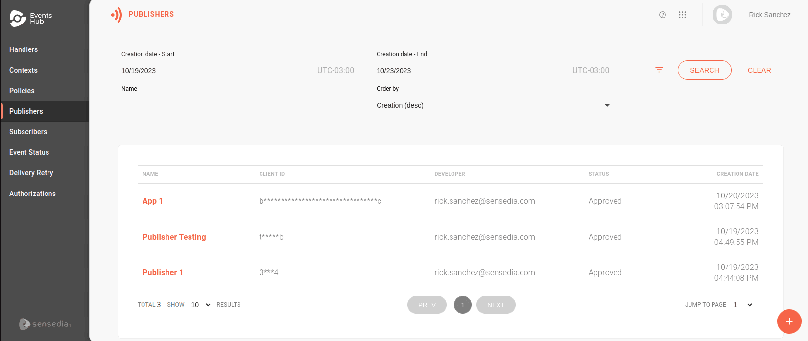 Publishers Screen