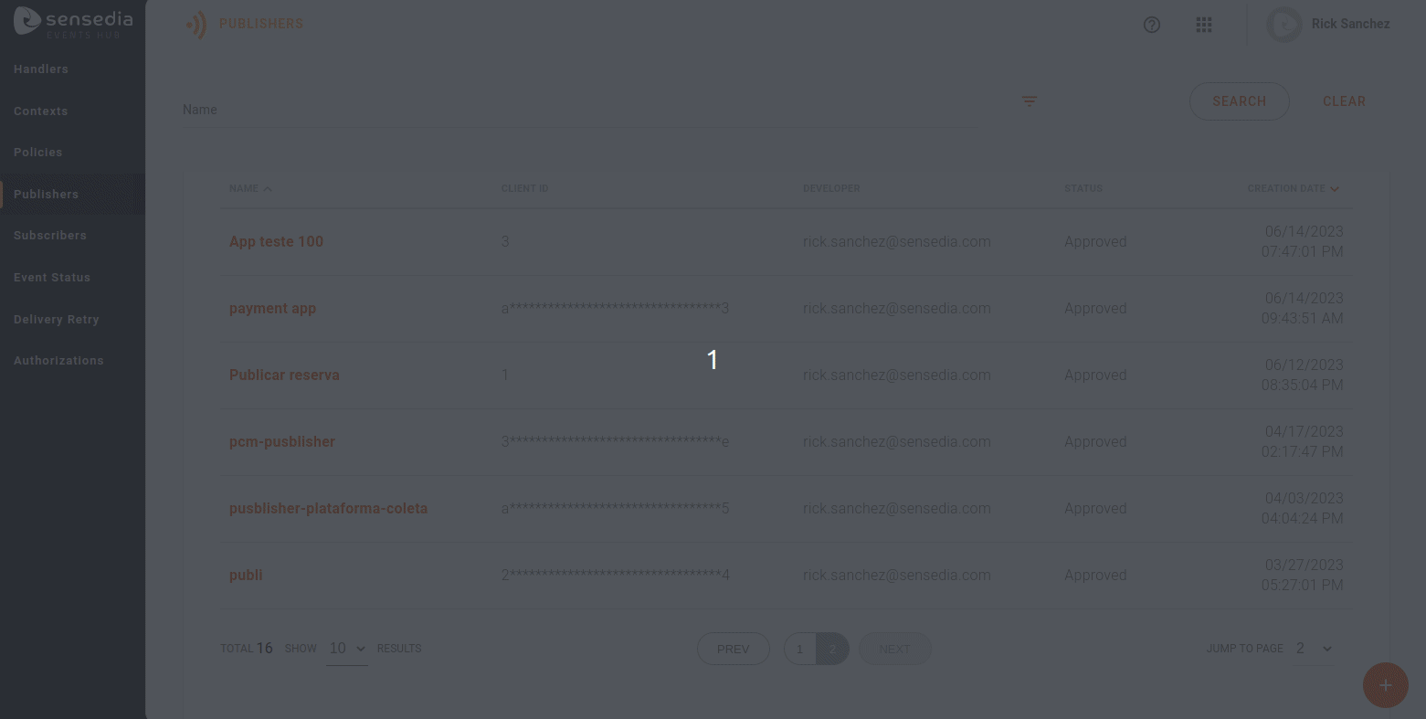 Publisher Registration and Management Screen