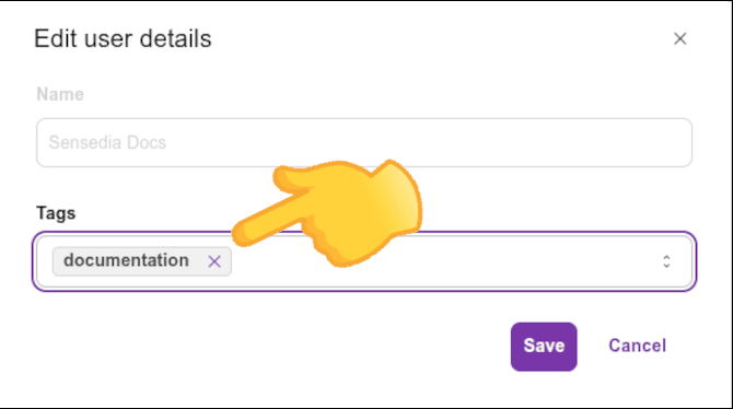 Highlight for the remove tag button