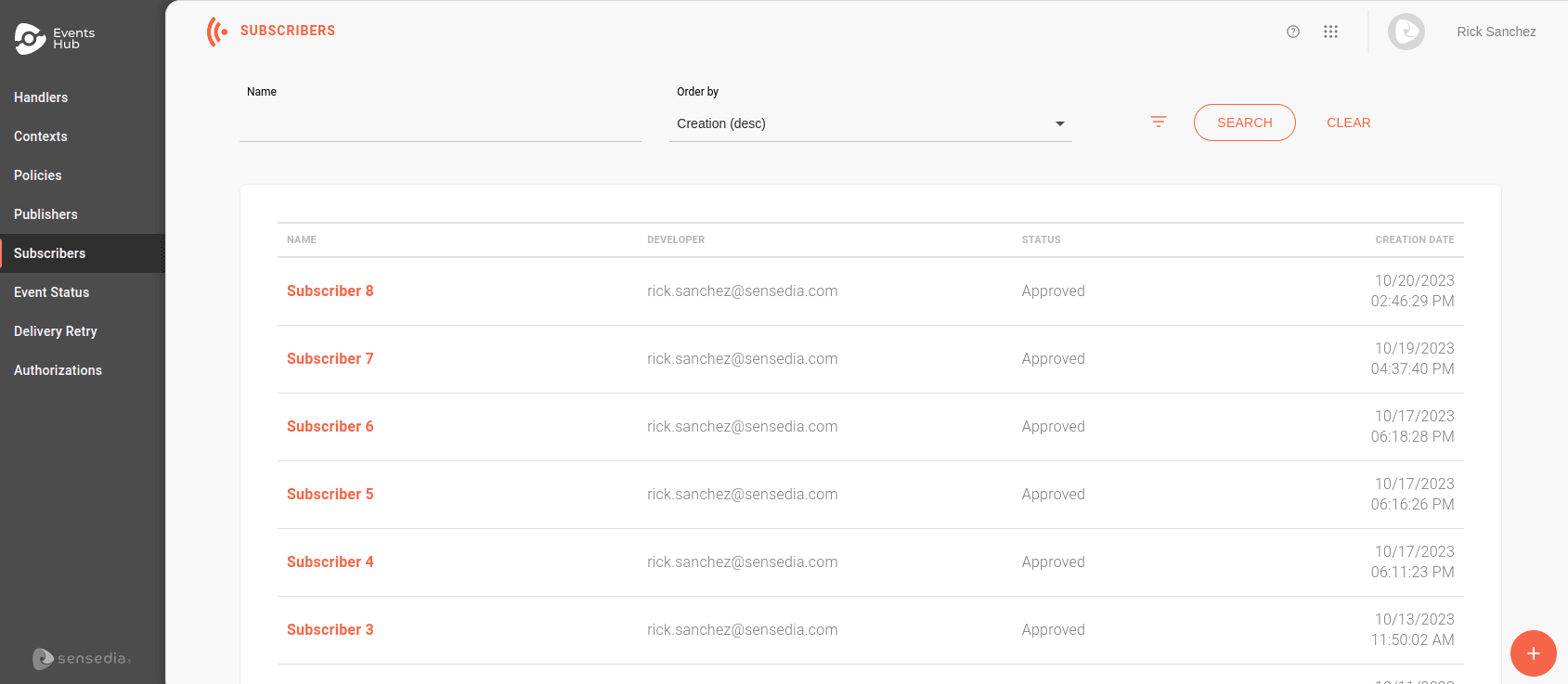 Subscribers screen