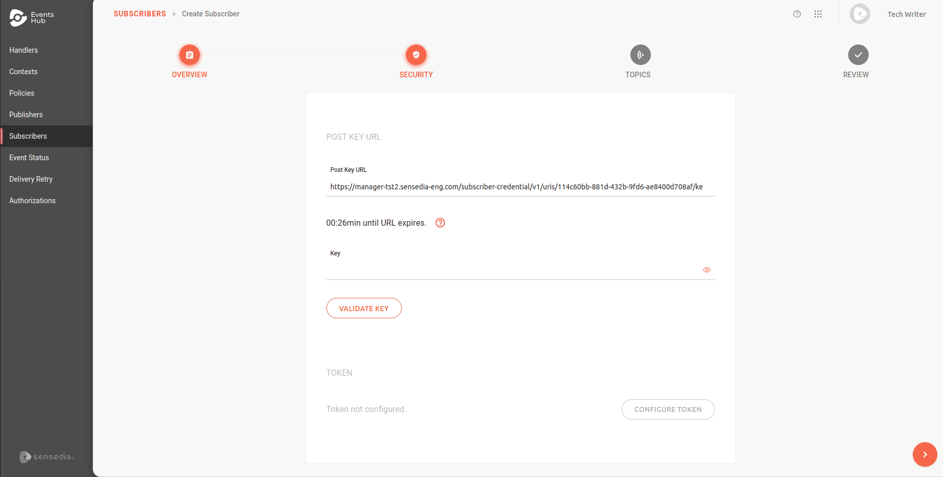 Subscriber Registration: Mutual Key and Token Configuration Step