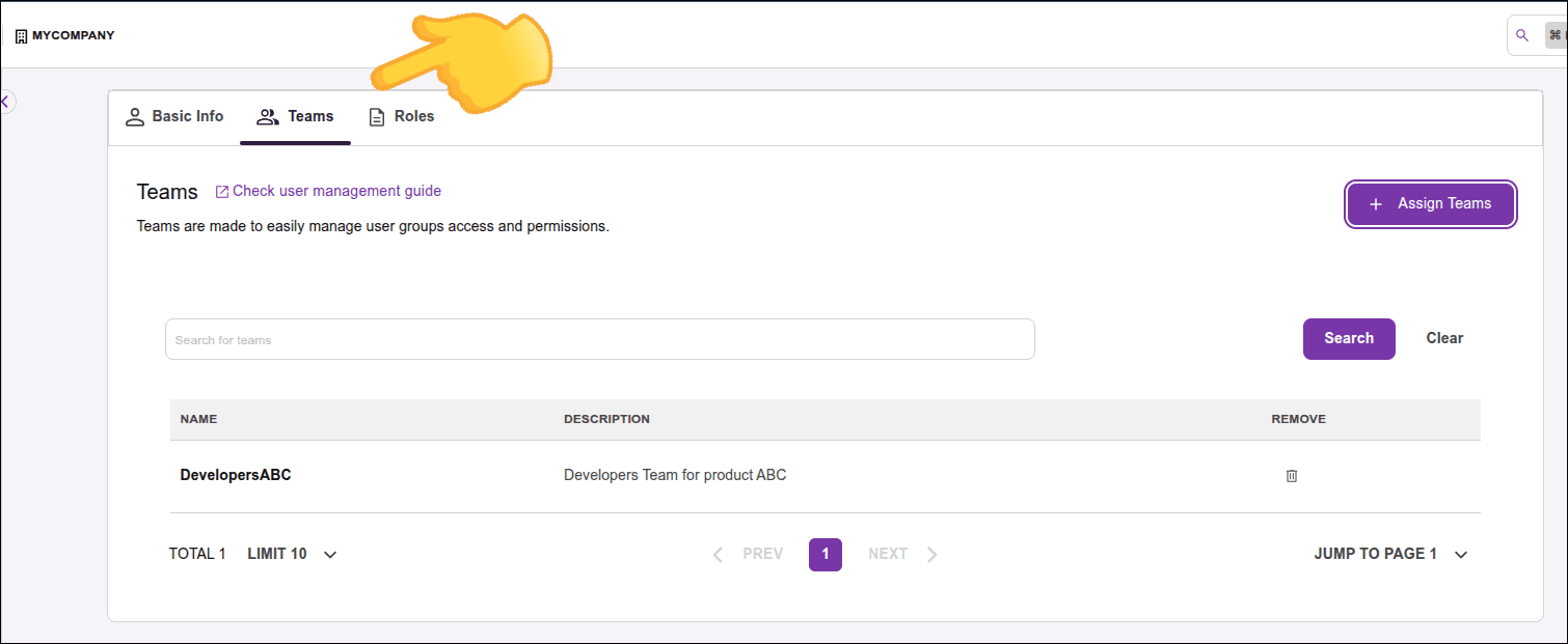 Highlight for Teams and Roles