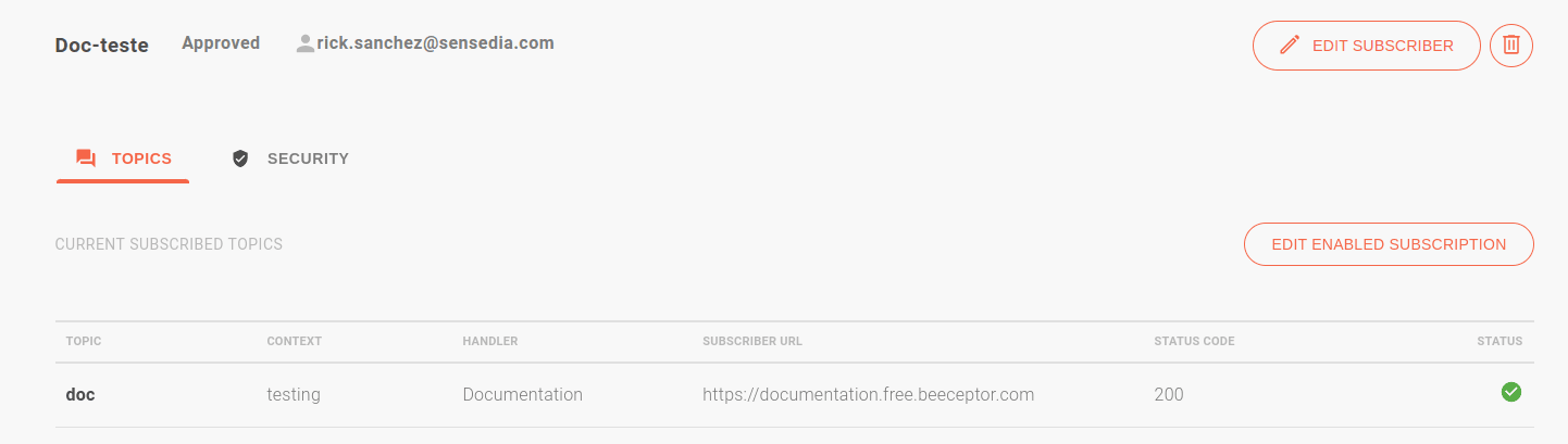 Subscriber topics editing